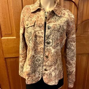 Analog Women's Paisley Jean Jacket - Cream and Brown